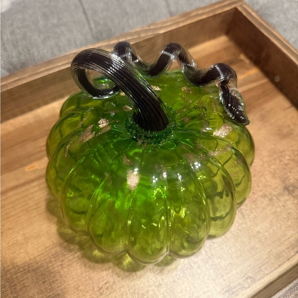 Green Glass Pumpkin Decor - Picture 3 of 5
